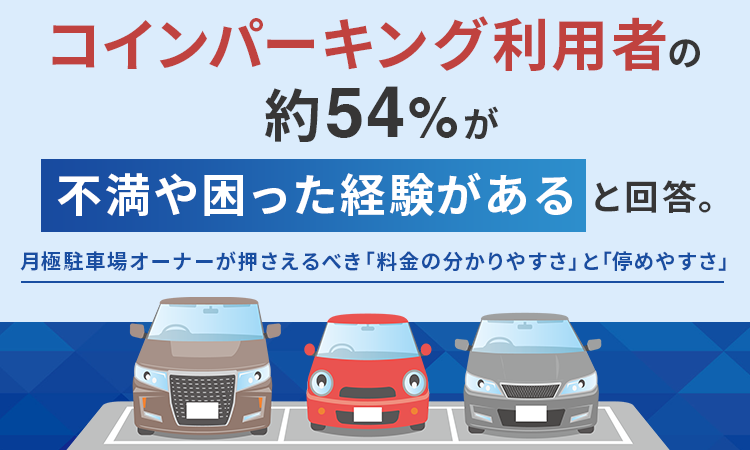 コインパーキング利用者の約54%が「不満や困った経験がある」と回答。